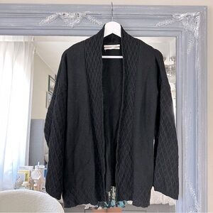 by Anthropolgie black lattice knit open sweater cardigan boho Cottagecore M